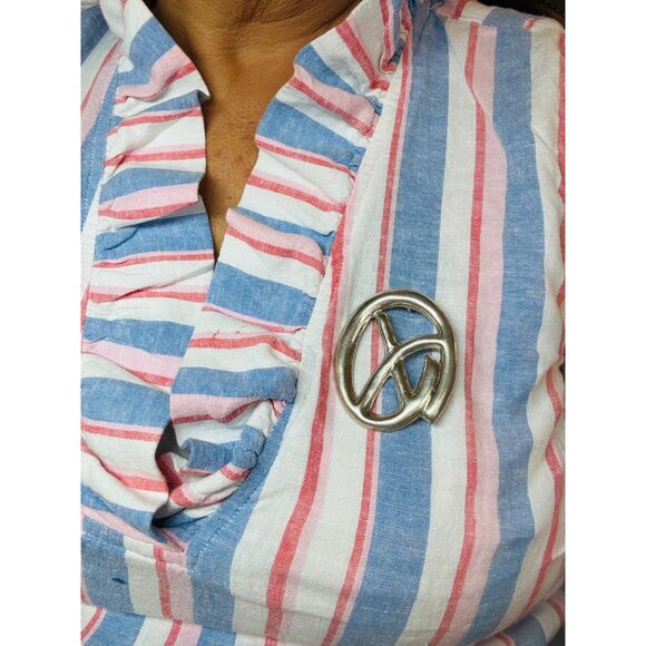 Vintage Estate 925 Sterling Silver Pendant Brooch-Pin, Unique O with X Design - Picture 9 of 10